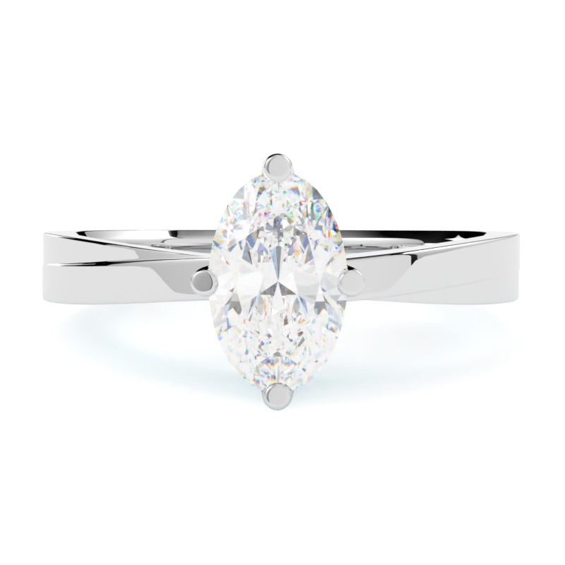 Pierścionek z diamentem owal Capri w białym złocie 585 – precyzyjnie wykonany pierścionek zaręczynowy